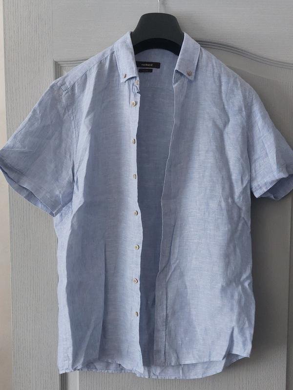 Men Cacharel Shirt Blue Linen S