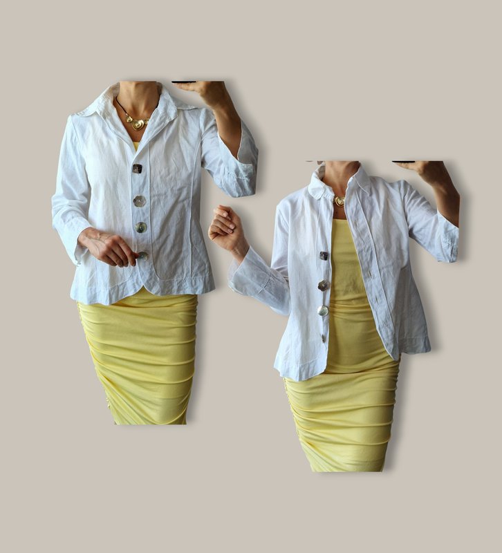 Femme Bottega Veneta Veste Blanche Lin 38 / M / 46