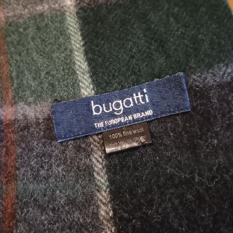Men Bugatti Scarf Green Wool