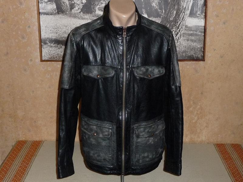 Мужской BOSS Orange Куртка Чёрный Кожа 40 /L / 48