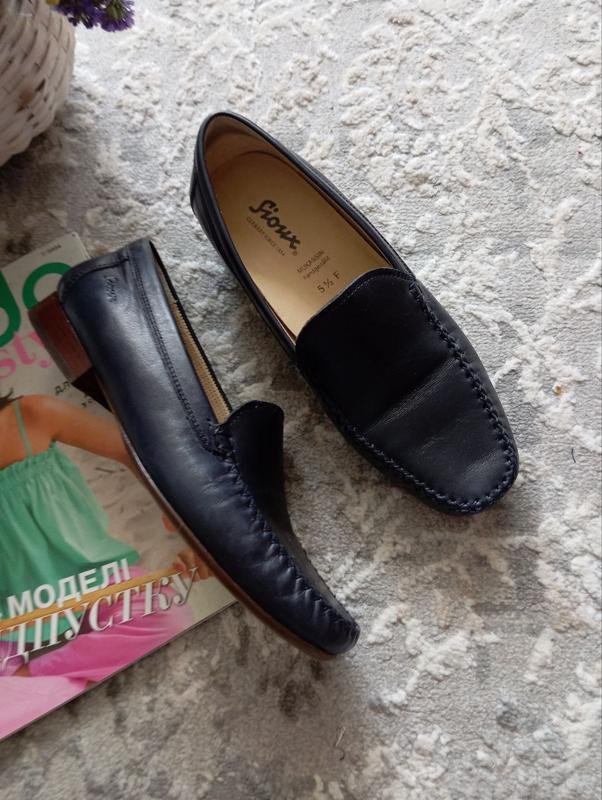 Damen Sioux Slipper Marineblau Leder 38