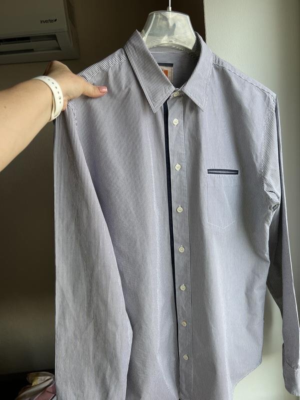 Мужской BOSS Orange Рубашка Тёмно-синий Хлопок 50