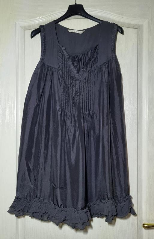 Women Custommade Dress Grey Silk 36