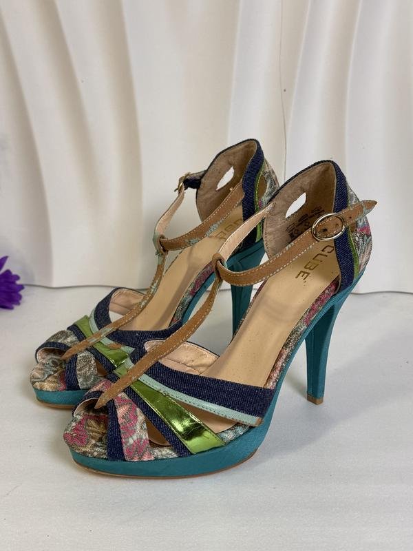 Женские Cube Босоножки Бирюзовые Текстиль 38