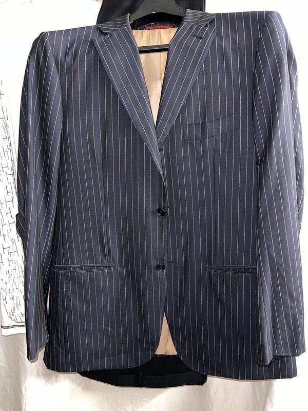 Herren Isaia Napoli Anzug Marineblau Wolle 50