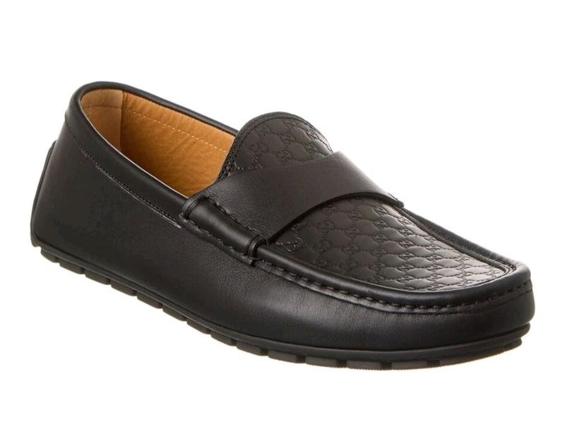 Herren Gucci Slipper Schwarz Leder 43