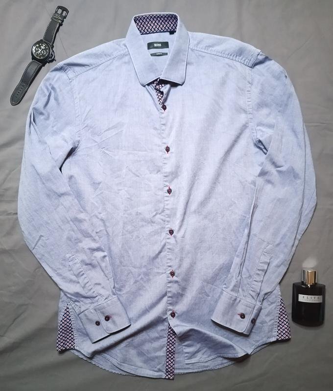 Мужской Hugo Boss Рубашка Серебристый 38 / M / 46