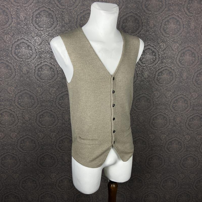 Men Oscar Jacobson Vest Beige Wool 36 / S / 44