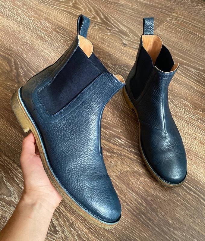 Men Bottega Veneta Boots Navy Leather 44