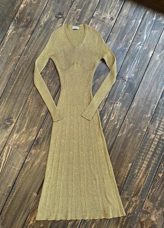 Femme Lanvin Robe Dorée Tricot S
