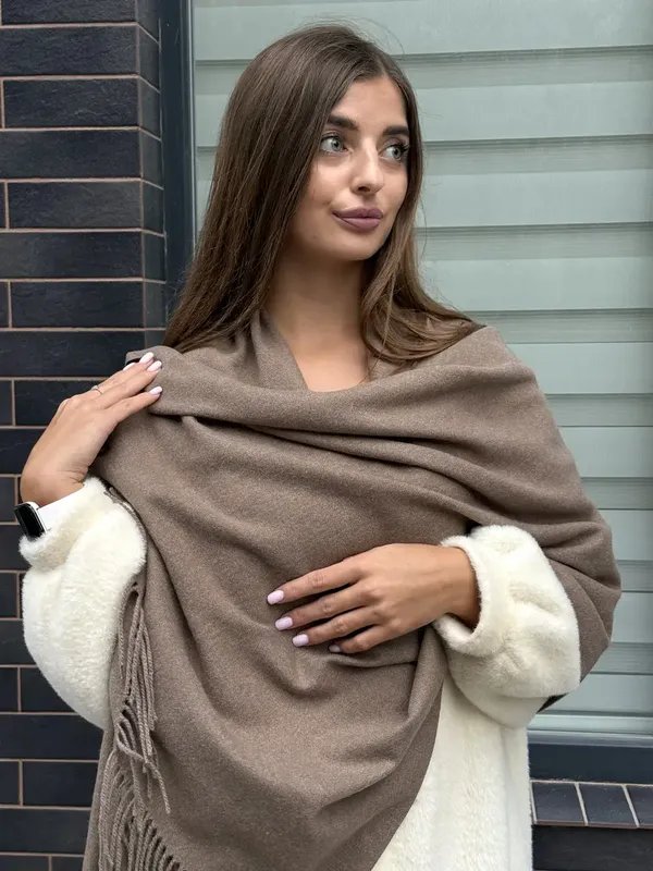 Women Navyboot Scarf Brown Cashmere