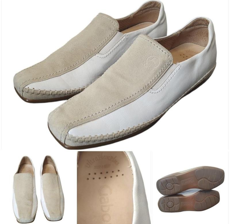 Homme Gabor Mocassins Blanc Suède 42.5