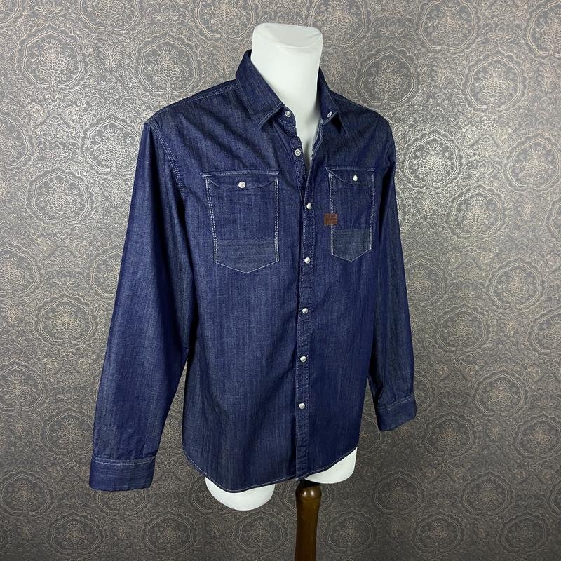 Men G-Star Raw Shirt Navy Denim 40 /L / 48