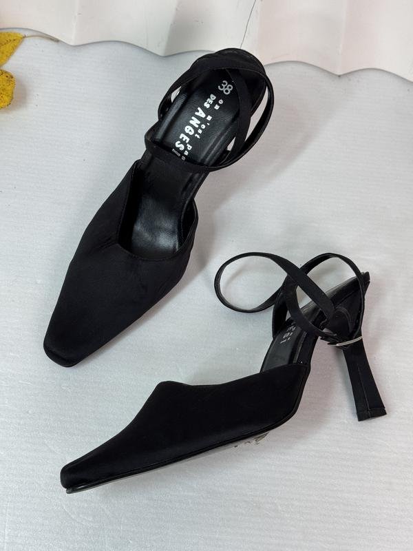 Women Heels Black Textile 38