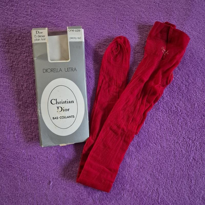 Women Christian Dior Tights Red Nylon 34 / XS / 42