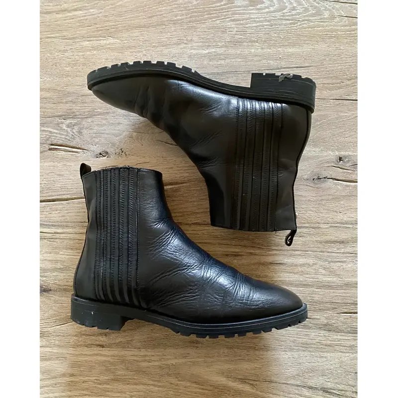 Women Massimo Dutti Boots Black Leather 39