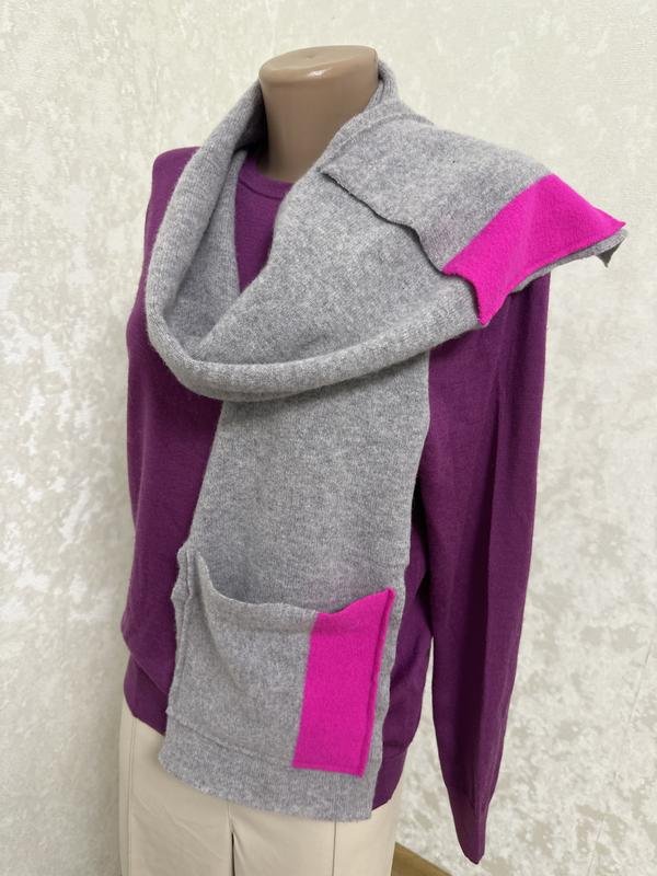 Damen Jigsaw Schal Grau Wolle