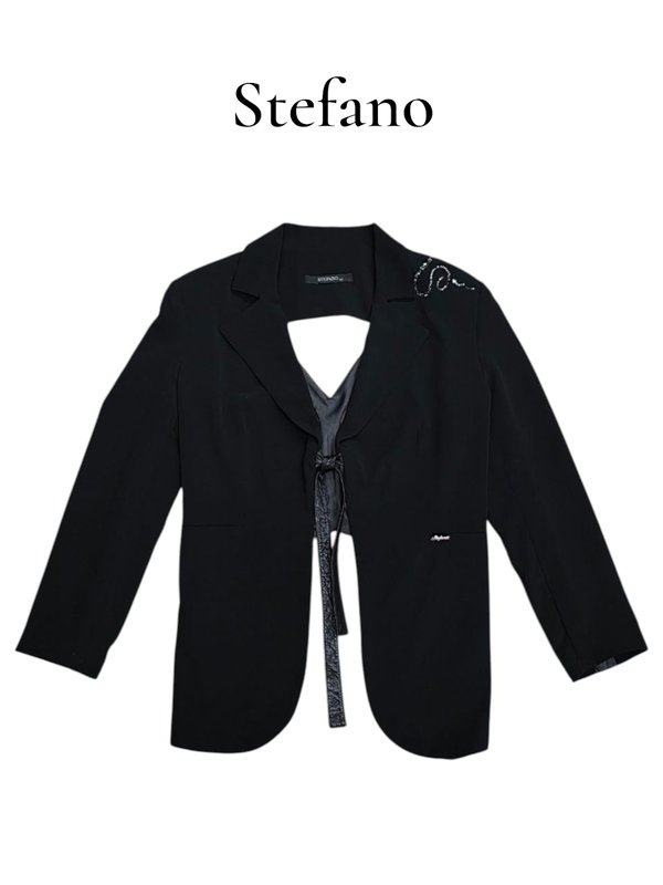 Women Stefano Blazer Black Polyester 38 / M / 46