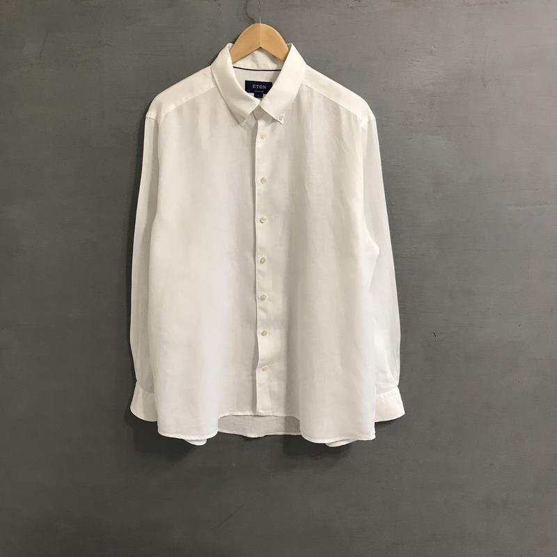 Мужской Eton Рубашка Белая Лен 44 / XXL / 52