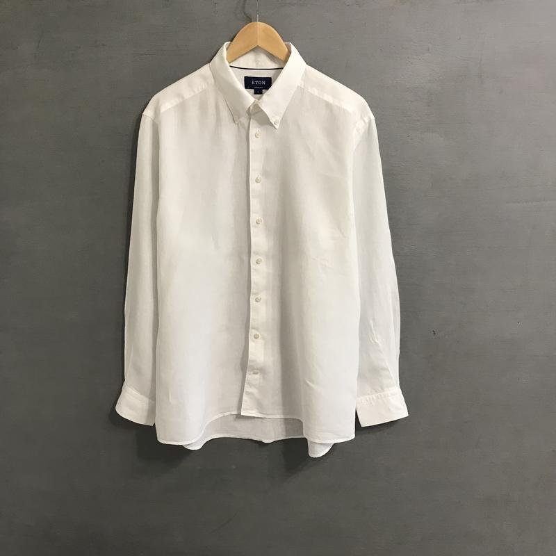 Мужской Eton Рубашка Белая Лен 44 / XXL / 52