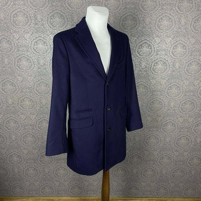 Мужской Massimo Dutti Пальто Тёмно-синий Шерсть 38