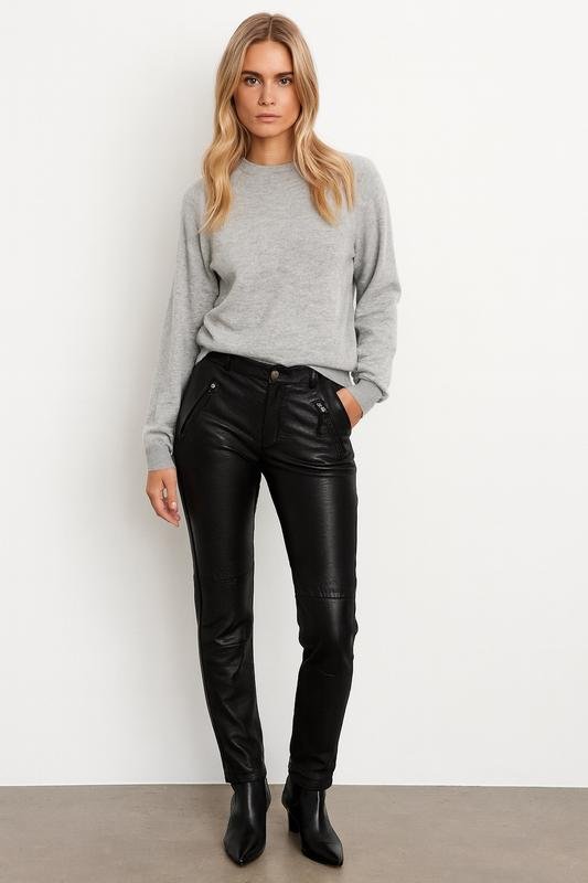 Женские Gestuz Штаны Чёрный Кожа 38 / M / 46