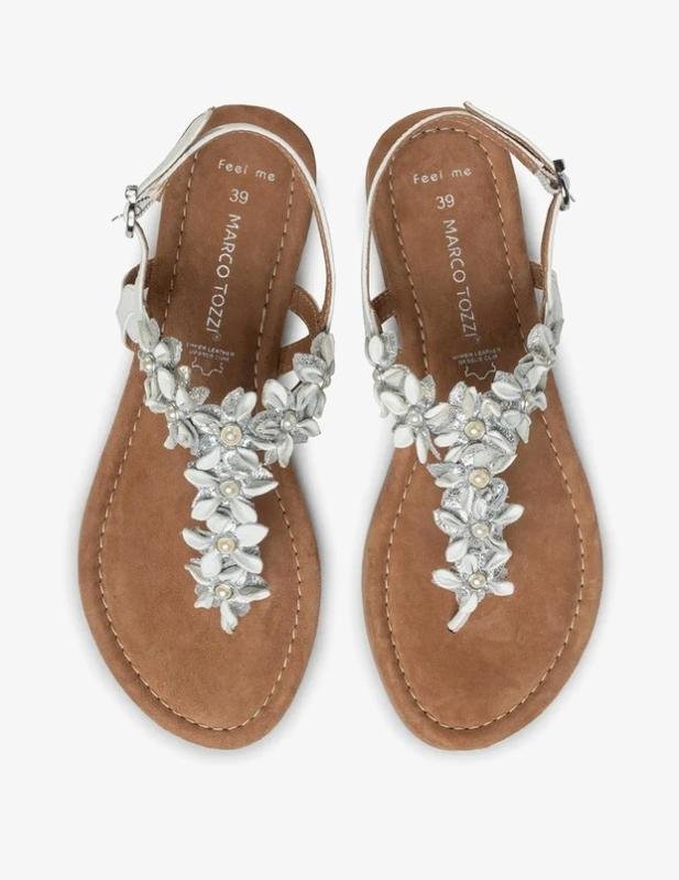 Women Marco Tozzi Sandals Silver Leather 40