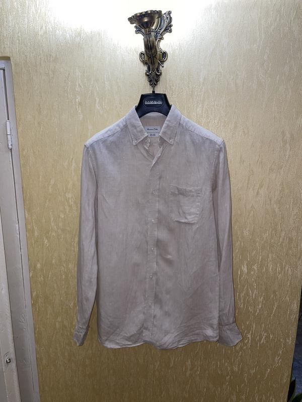 Herren Massimo Dutti Hemd Beige Leinen 36 / S / 44