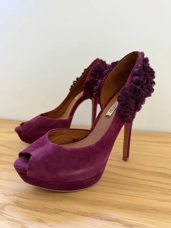 Женские ZARA Босоножки Бордовые Замша 39