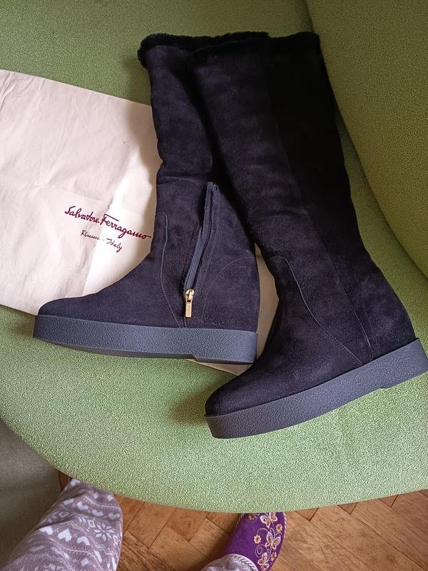 Женские Salvatore Ferragamo Сапоги Чёрные Замша 37