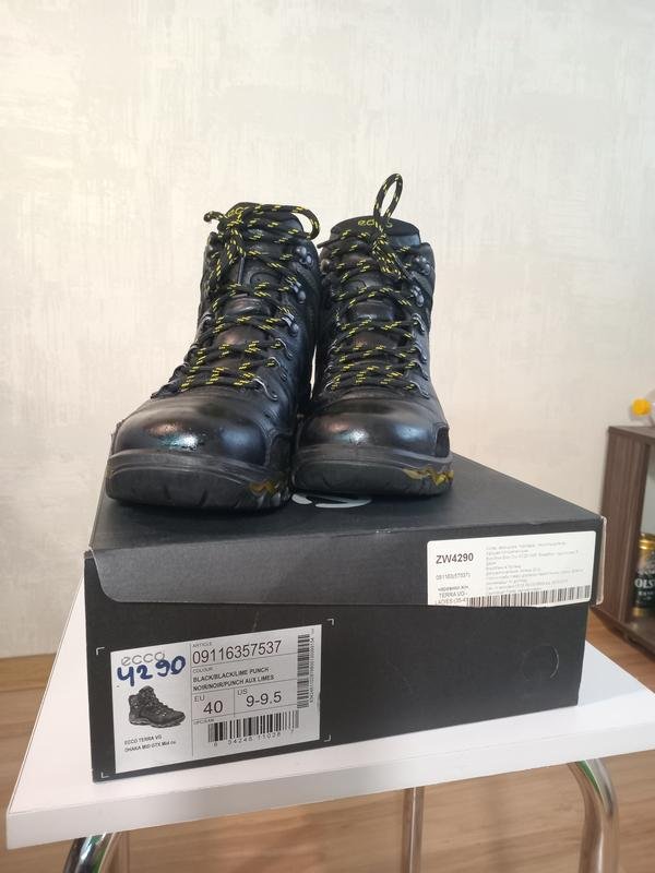 Herren Ecco Stiefel Schwarz Leder 40