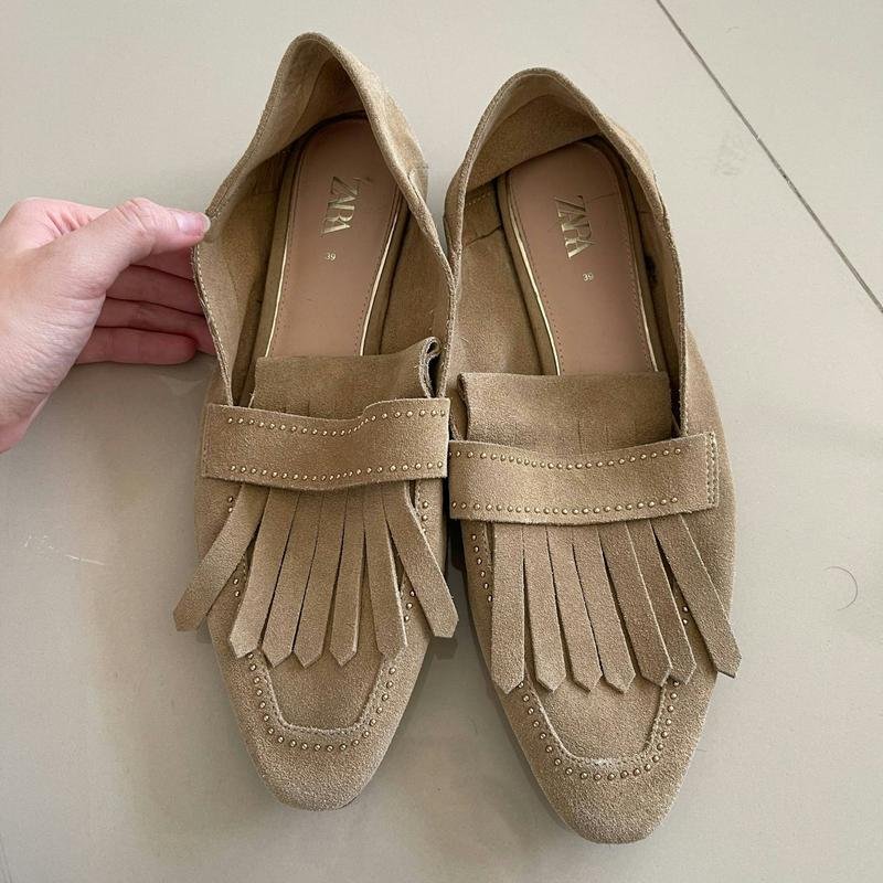 Donna ZARA Mocassini Marrone Suede 36