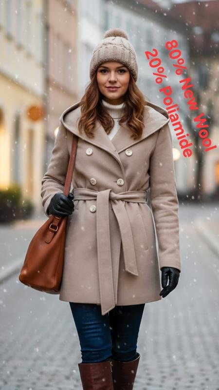 Женский Wool & Cashmere Пальто Коричневый Полиамид
