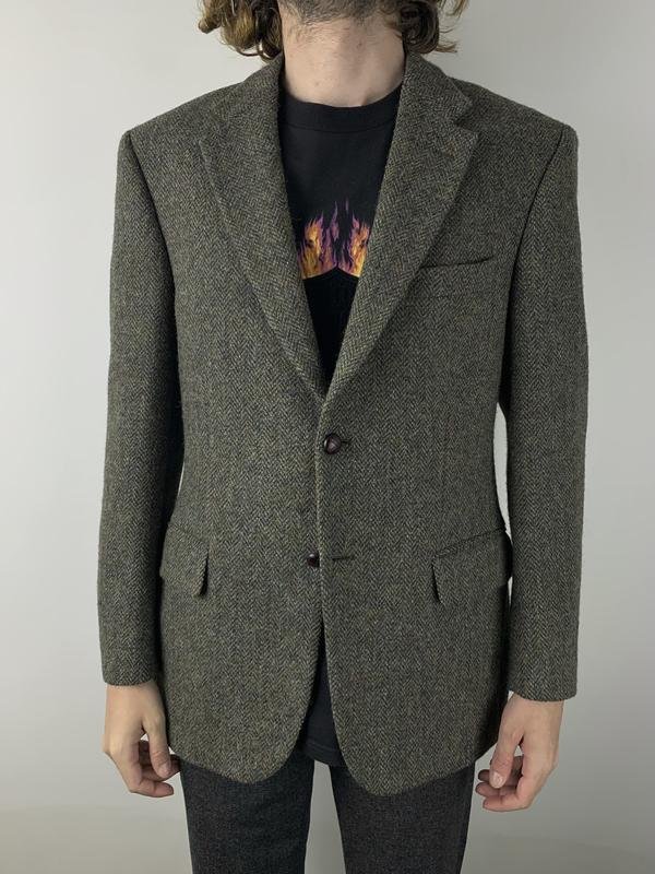 Мужской Harris Tweed Пиджак Хаки Вискоза 40 /L /