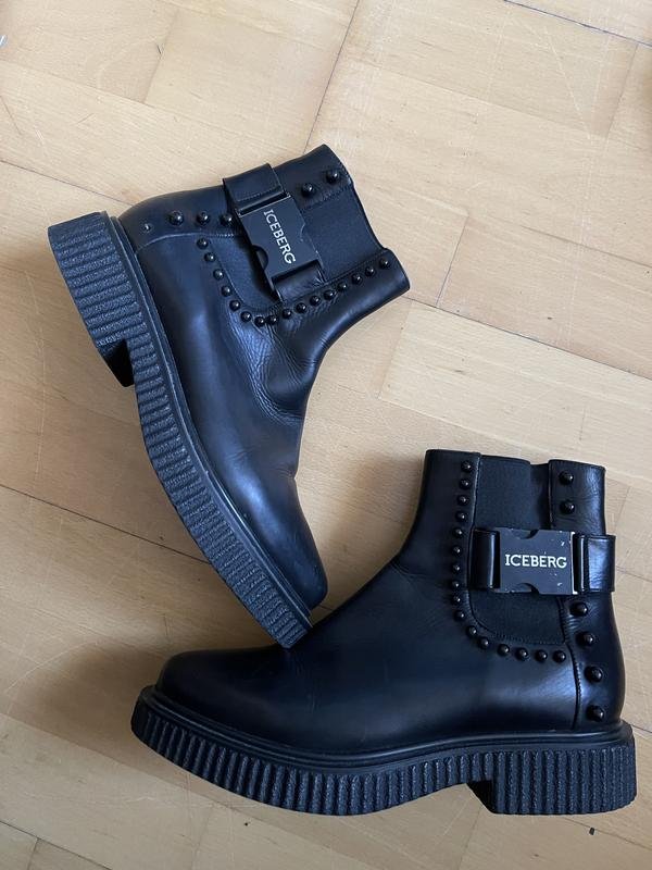 Женские Iceberg Ботинки Чёрные Кожа 37,5