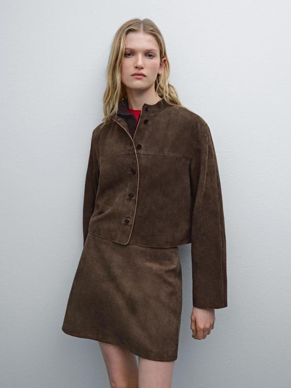 Donna DKNY Gonna Marrone Camoscio 34 / XS / 42