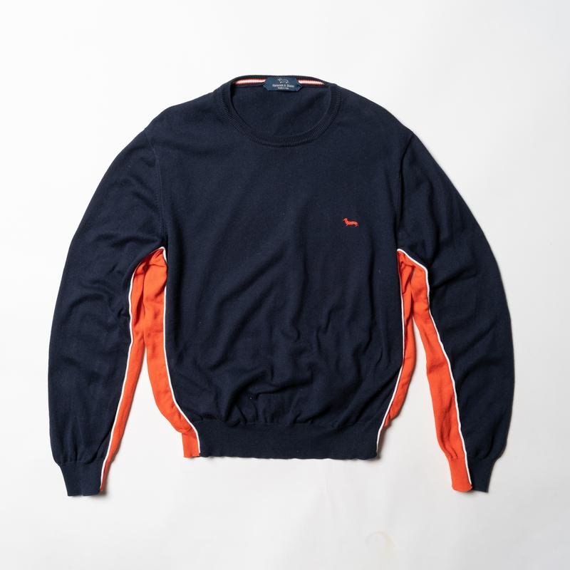 Мужской Harmont & Blaine Свитер Тёмно-синий Хлопок