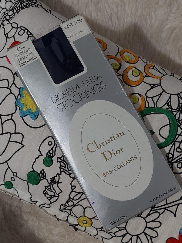 Women Christian Dior Socks Navy Nylon One size