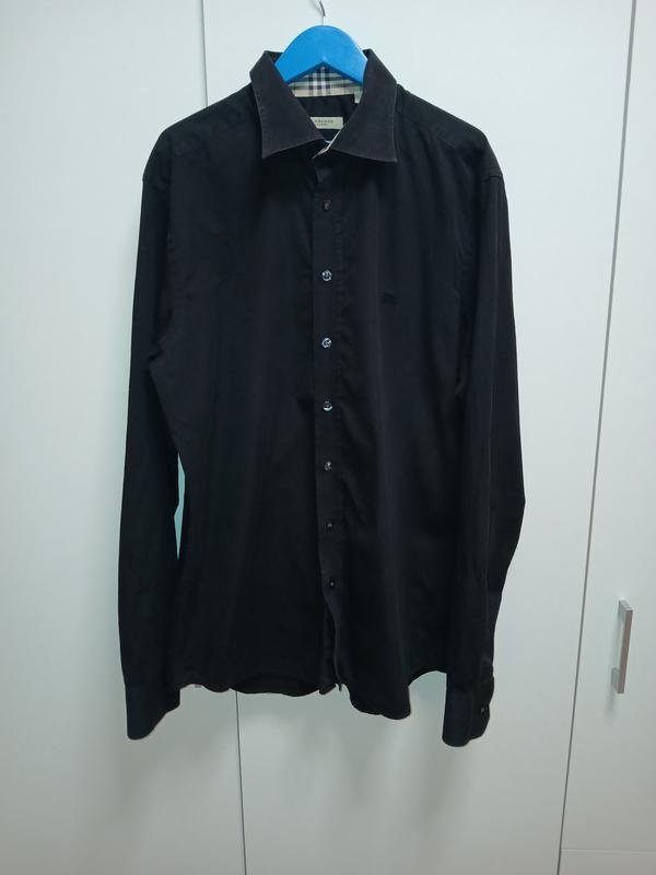 Herren Burberry Hemd Schwarz Baumwolle 40 /L / 48