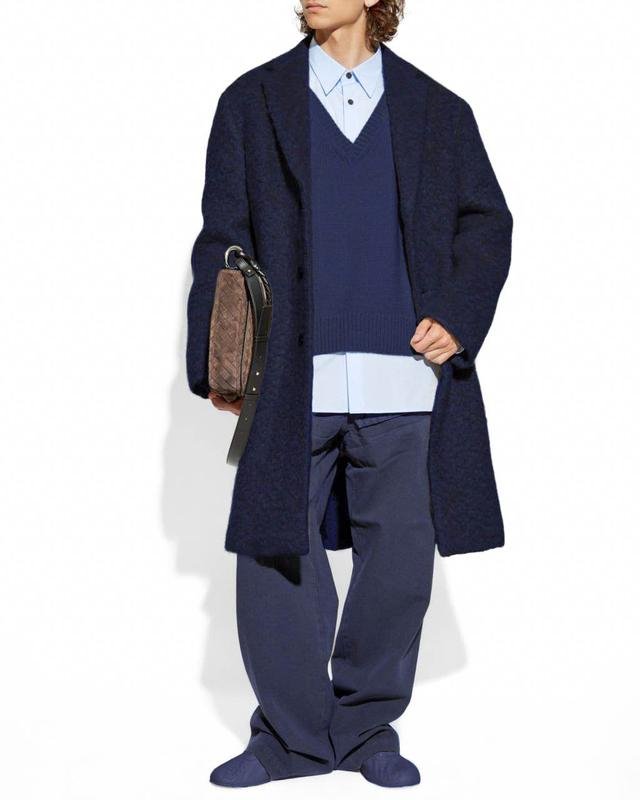 Herren Dries Van Noten Mantel Marineblau Wolle 38