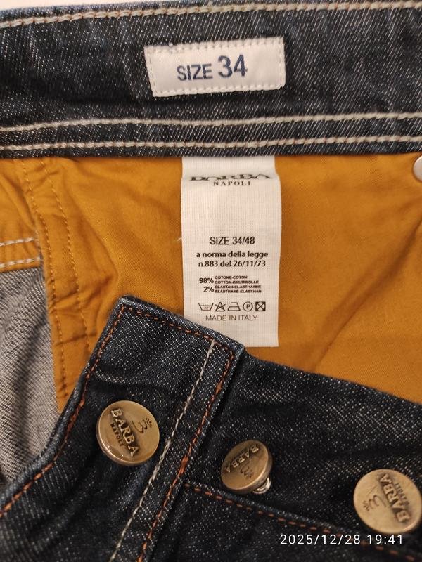 Men Barba Napoli Jeans Navy Cotton 48