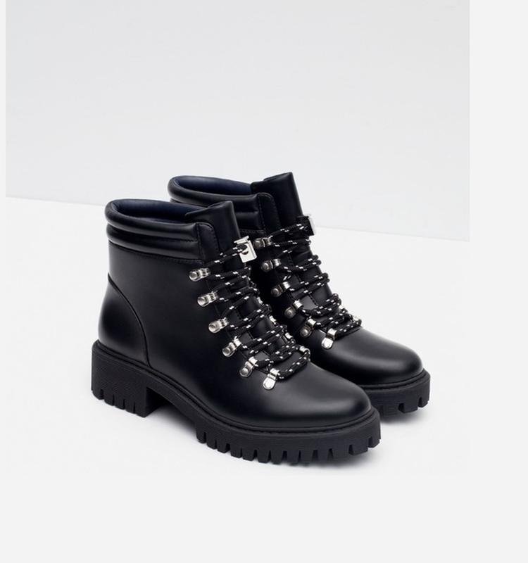 Женские ZARA Ботинки Чёрные Искусственная кожа 39