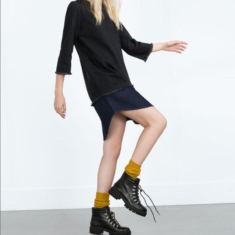 Женские ZARA Ботинки Чёрные Искусственная кожа 39