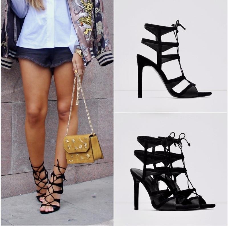 Женские ZARA Босоножки Чёрные Замша 39