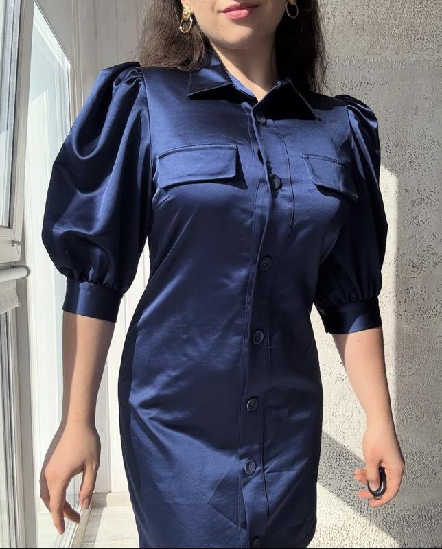 Women Custommade Dress Navy Polyester 34 / XS / 42