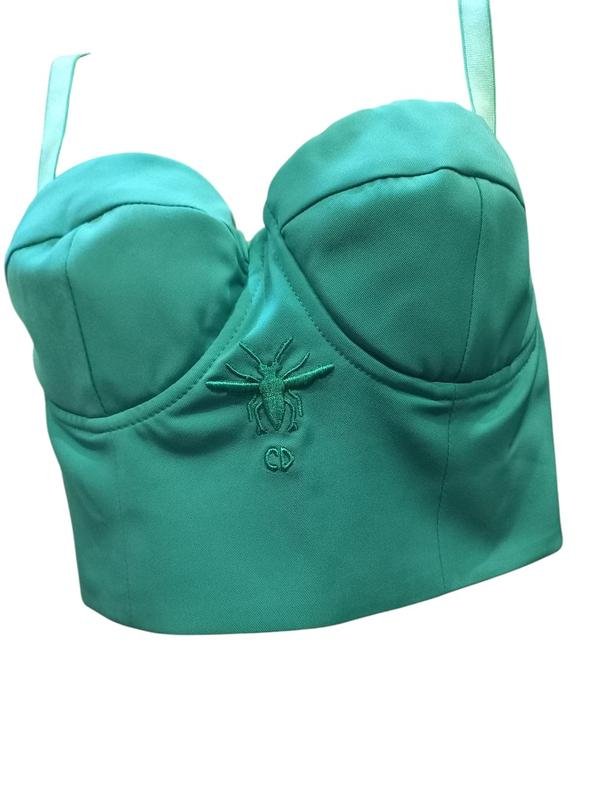 Women Christian Dior Corset Top Green Cotton 85A