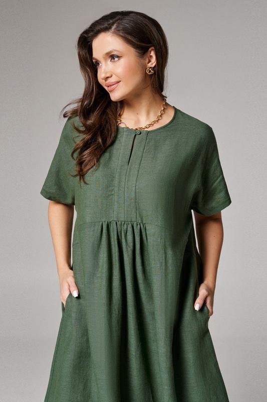 Женское Linen Life Платье Зелёное 38