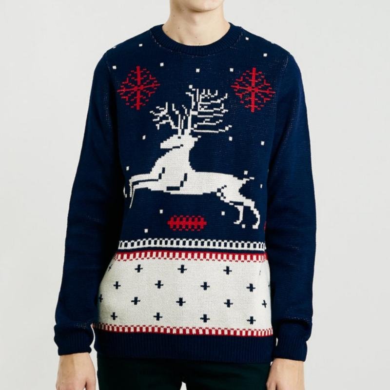 Femme Stag and Hart Pull Bleu Marine Acrylique 36