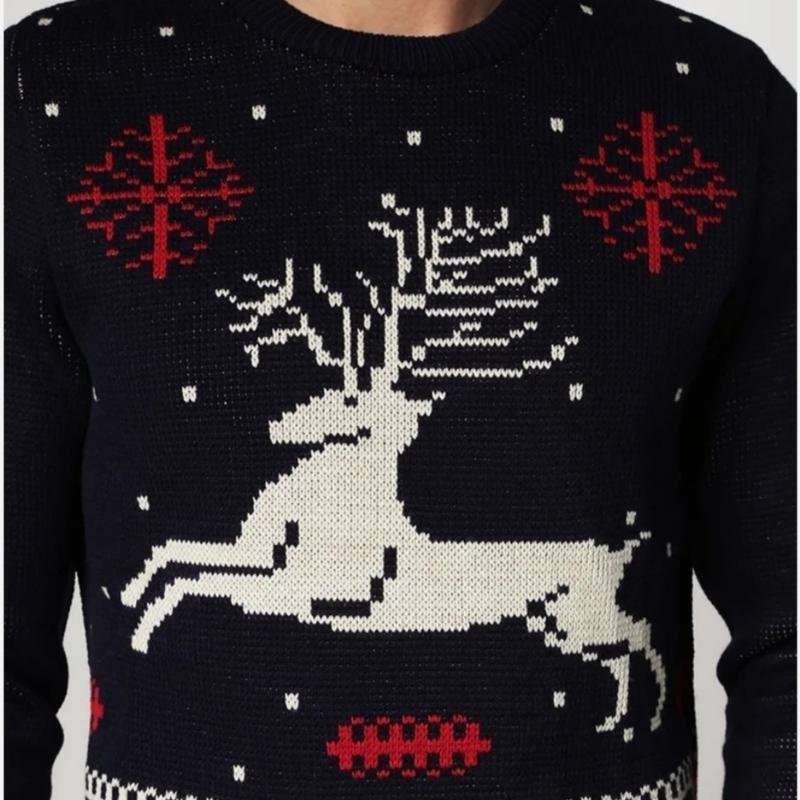 Femme Stag and Hart Pull Bleu Marine Acrylique 36