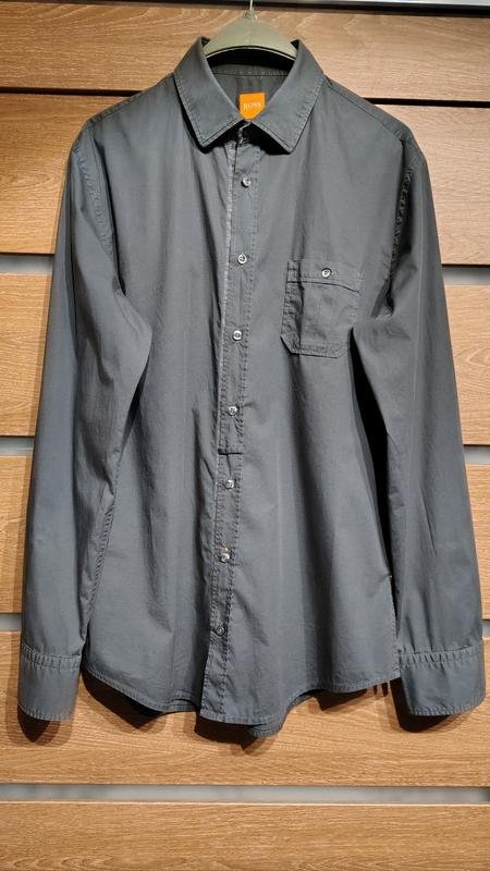 Мужская Boss Рубашка Серый Хлопок 40 /L / 48